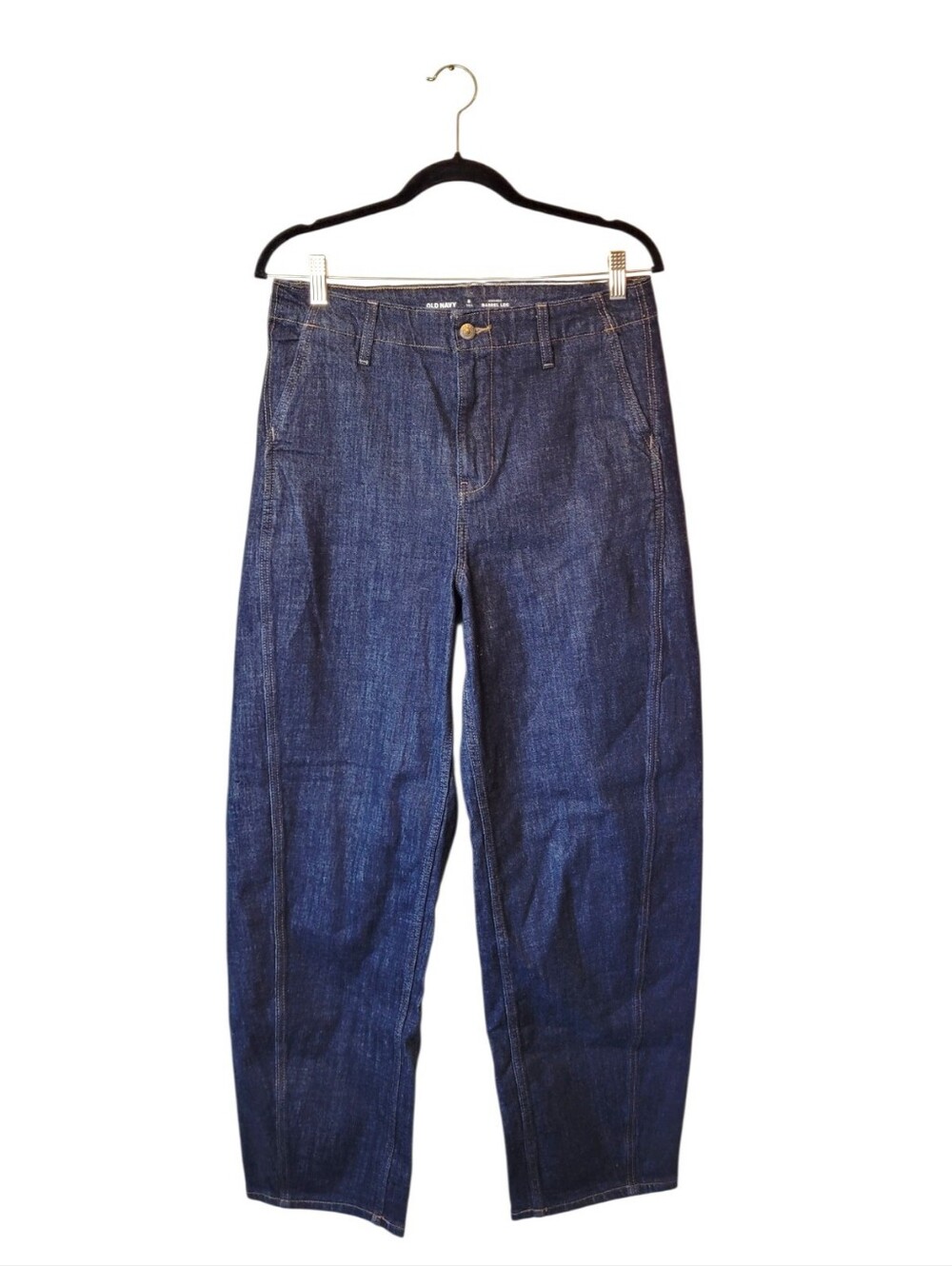 Old Navy Dark Rinse High Rise Barrel Leg Jeans Women's Size 8T